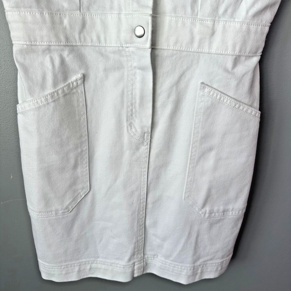 Express Denim Button Front White Utility Mini Dre… - image 4